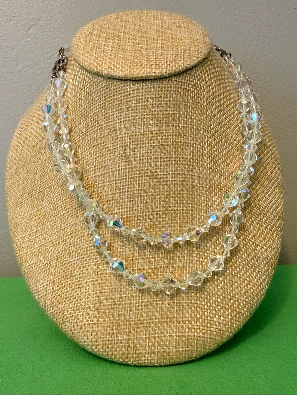 Vintage Crystal Aurora Borealis Double-Strand Necklace - Clear